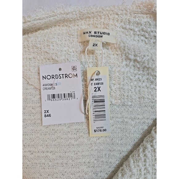 Max Studio London Frayed Trim Longline Cozy Cardigan Ivory Pockets Size 2X New - Picture 4 of 16